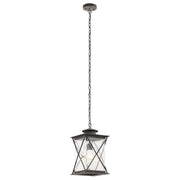Kichler Argyle 17in 1-Light Outdoor Pendant | Lodge Weathered Zinc and Clear Seeded Glass | Covered Patios & Entryways | Model 49747WZC