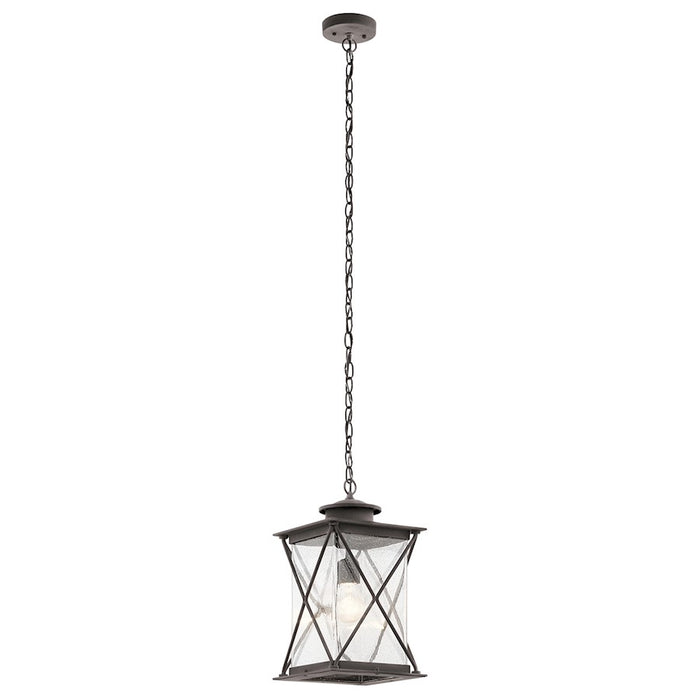 Kichler Argyle 17in 1-Light Outdoor Pendant | Lodge Weathered Zinc and Clear Seeded Glass | Covered Patios & Entryways | Model 49747WZC