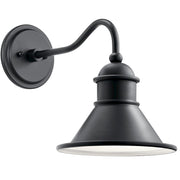 Kichler Northland 12in 1-Light Outdoor Wall Sconce | Rustic Matte Black and White Inner | Covered Porch & Entryway | 12 x 10 x 12 in | Model 49775BK