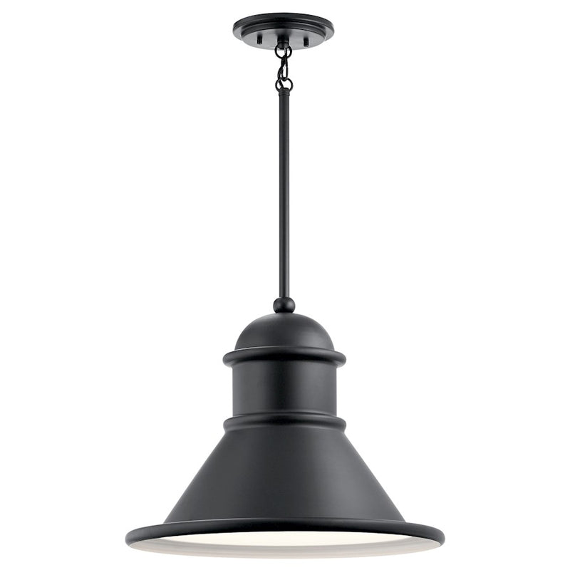 Kichler Northland 18in 1-Light Outdoor Pendant | Rustic Black Aluminum | Covered Patio & Entryway | 18 x 14.25 in | Model 49777BK