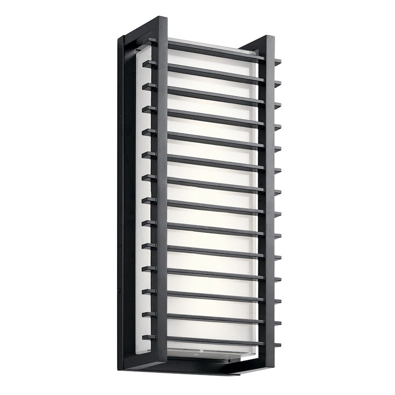 Kichler Rockbridge 21in 2-Light Outdoor Wall Sconce | Contemporary Black and White Glass | Covered Patio & Entryway | Model 49786BKLED