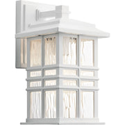 Kichler Beacon Square 1-Light Outdoor Wall Light | Coastal Textured Black and Clear Hammered Glass | Covered Patio & Entryway | Model 49829BKT