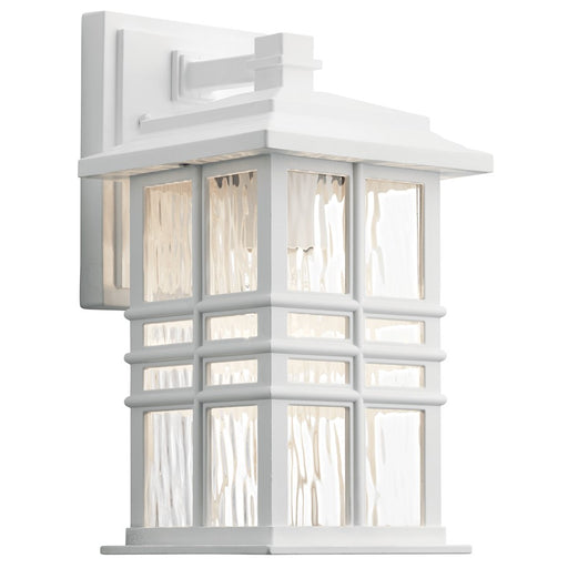 Kichler Beacon Square 12in 1-Light Outdoor Wall Sconce | Craftsman White EPMM | Entryway & Patio | W 6.5 x H 12 in | Model 49829WH