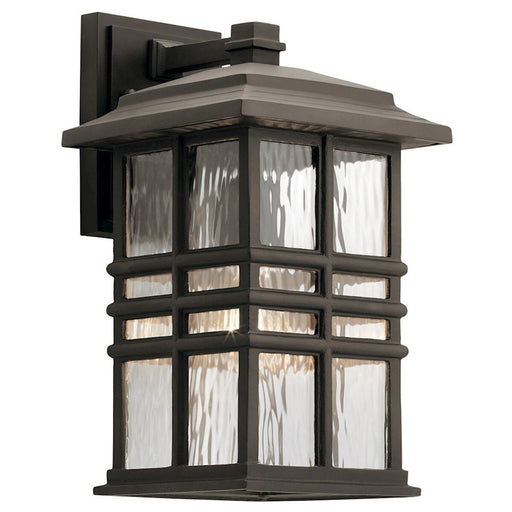 Kichler Beacon Square 1Lt Outdoor Wall Light, Medium, Black/Hammered - 49830BKT