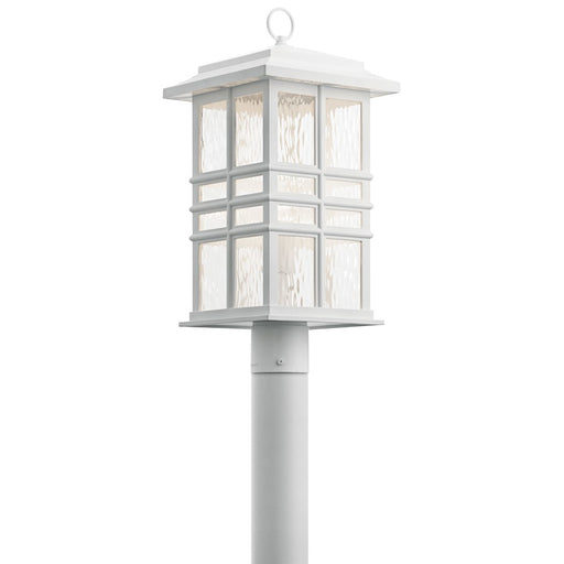 Kichler Beacon Square 10in 1-Light Post Light | Craftsman White EPMM and Clear Hammered Glass | Outdoor Entryway | 9.5 x 9.5 x 20.5 in | Model 49832WH