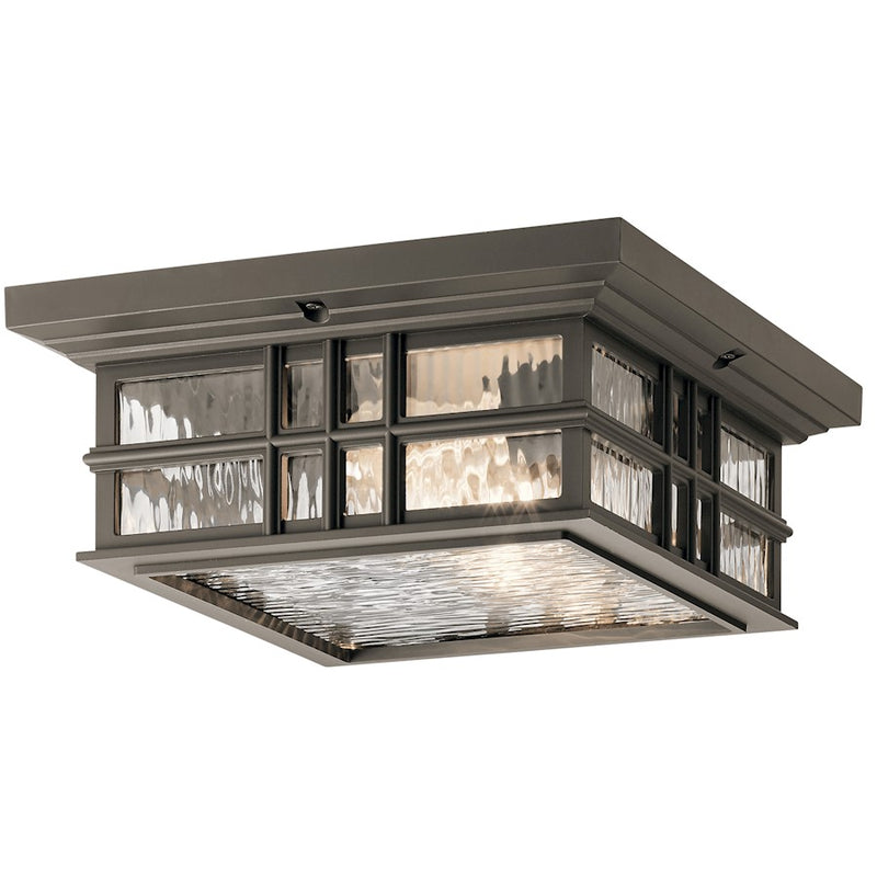 Kichler Beacon Square 2-Light Outdoor Ceiling Mount | Arts & Crafts Olde Bronze | Covered Patios & Porches | 12 x 12 x 5.25 in | Model 49834OZ