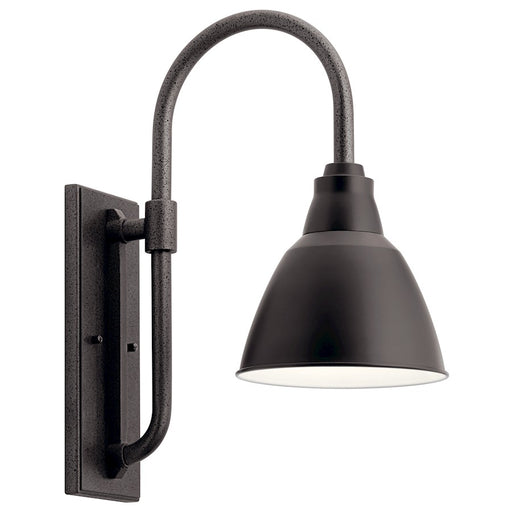 Kichler Pellinord 8in 1-Light Outdoor Wall Sconce | Rustic Black and Anvil Iron Aluminum | Entryway & Patio | 8 x 19 in | Model 49836BK