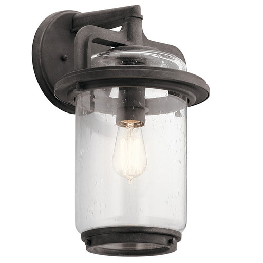 Kichler Andover 11in 1-Light Outdoor Wall Sconce | Rustic Weathered Zinc | Covered Patio & Entryway | 10.75 x 10 x 17.25 in | Model 49866WZC