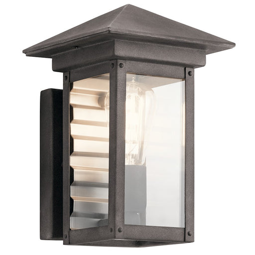 Kichler Wayland 11in 1-Light Outdoor Wall | Arts & Crafts Weathered Zinc | Covered Entries & Hallways | 8 x 7 x 11 in | Model 49872WZC
