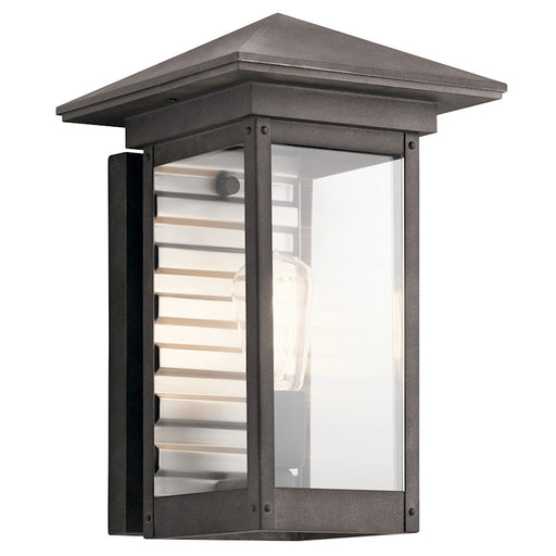 Kichler Wayland 9.5in 1-Light Outdoor Wall Sconce | Arts & Crafts Weathered Zinc | Covered Patio & Entryway | 9.5 x 9 x 14.5 in | Model 49873WZC
