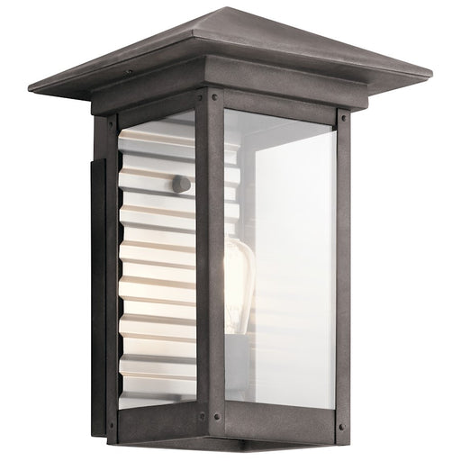 Kichler Wayland 17in 1-Light Outdoor Wall Light | Weathered Zinc Arts & Crafts | Covered Patio & Entryway | 11 x 11 x 17 in | Model 49874WZC