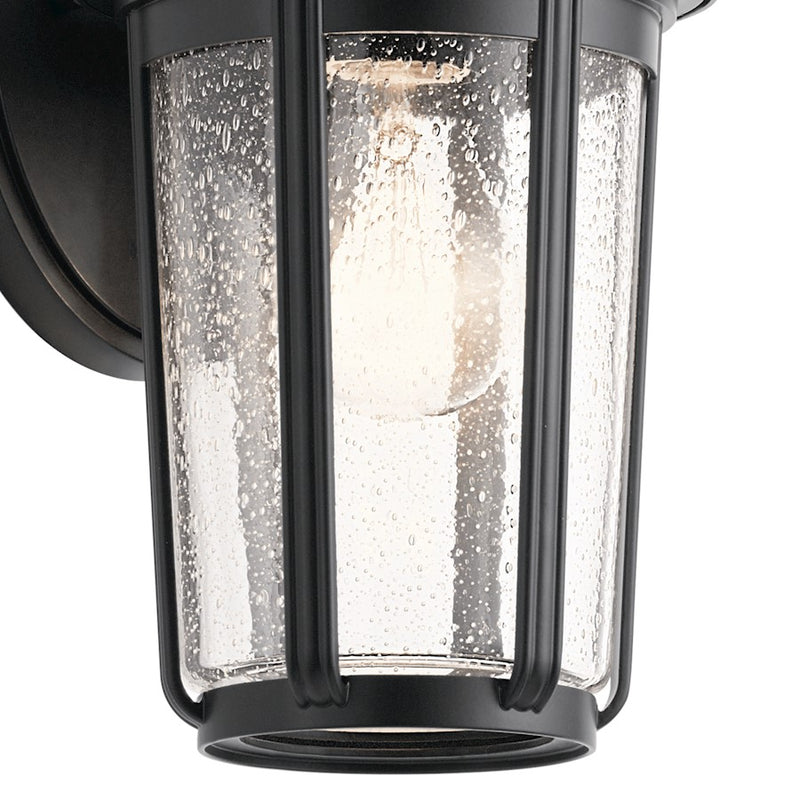 Kichler Fairfield 9in 1-Light Outdoor Wall Sconce | Traditional Black Aluminum and Clear Seeded Glass | Covered Patio & Entryway | Model 49894BK