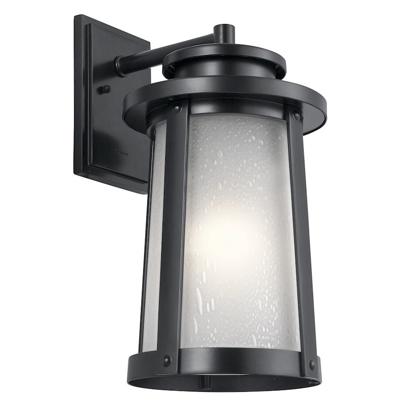 Kichler Harbor Bay 12in 1-Light Outdoor Wall Sconce | Transitional Black Finish | Entryway & Covered Patio | 12 x 9.5 x 18.5 in | Model 49919BK