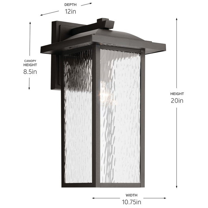 Kichler Capanna 1 Light Outdoor Wall XL, Olde Bronze/Clear Water