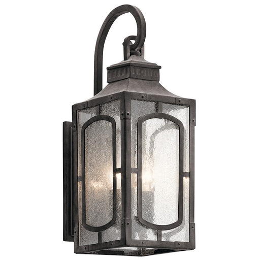 Kichler Bay Village 9in 2-Light Outdoor Wall | Traditional Weathered Zinc | Covered Patio & Entryway | 6.5 x 9.25 x 18.75 in | Model 49930WZC