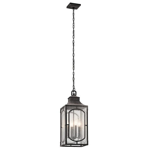 Kichler Bay Village 10in 4-Light Outdoor Pendant | Traditional Weathered Zinc Finish | Covered Patio & Entryway | Model 49933WZC