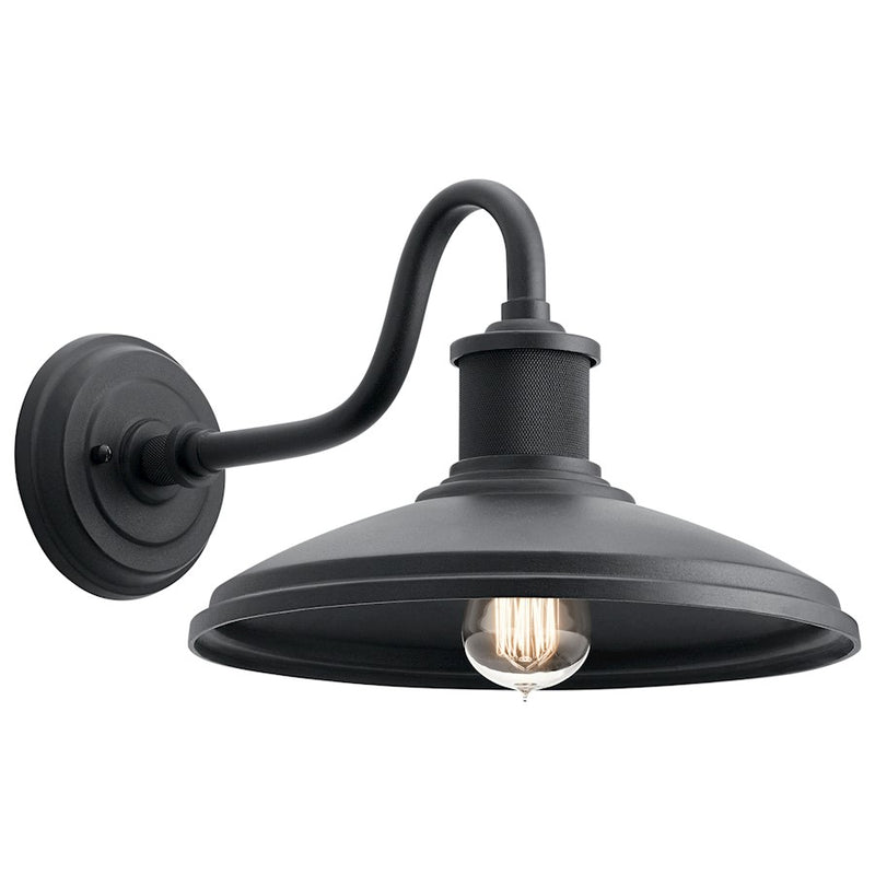 Kichler Allenbury 17in 1-Light Outdoor Wall Sconce | Rustic Textured Black | Covered Patio & Entryway | 17 x 12 x 9 in | Model 49980BKT