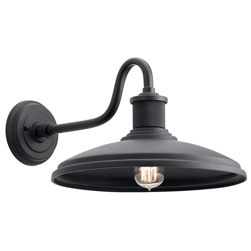 Kichler Allenbury Outdoor 20in 1-Light Wall Light | Rustic Textured Black and Clear Glass | Covered Patio & Entryway | 20 x 14 x 9 in | Model 49981BKT