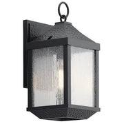 Kichler Springfield 13.5in 1-Light Outdoor Wall Sconce | Distressed Black Aluminum and Seeded Glass | Covered Patio & Entryway | Model 49984DBK