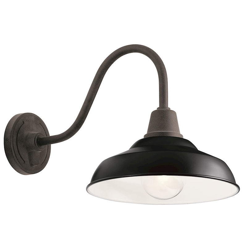 Kichler Pier 12in 1-Light Outdoor Wall Light | Olde Bronze Aluminum | Covered Patio & Entryway | 12.5 x 16.25 in, Wet Rated | Model 49990OZ