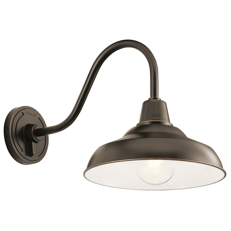 Kichler Pier 12in 1-Light Outdoor Wall Light | Olde Bronze Aluminum | Covered Patio & Entryway | 12.5 x 16.25 in, Wet Rated | Model 49990OZ