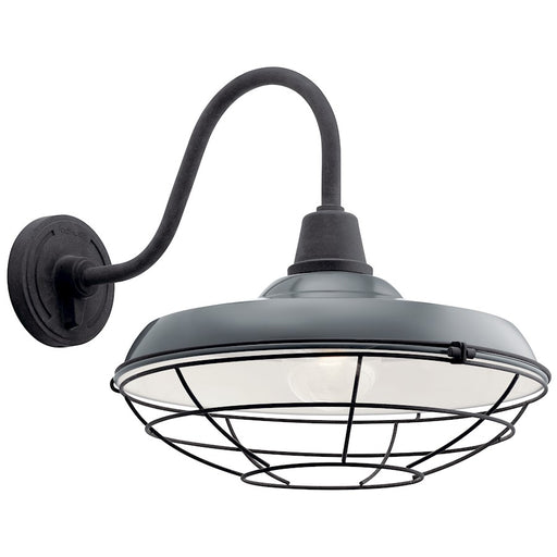 Kichler Pier 16in 1-Light Outdoor Wall Light | Industrial Gloss Grey Aluminum | Covered Patio & Entryway | 16.5 x 16.25 in, Wet Rated | Model 49991GG