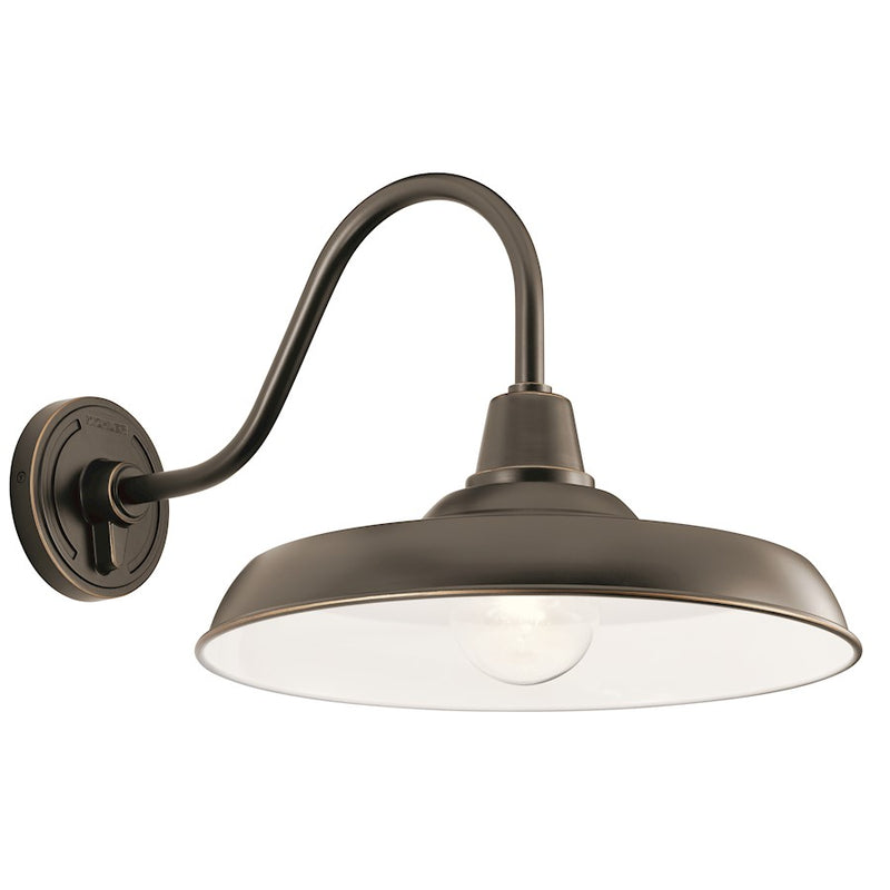 Kichler Pier 16in 1-Light Outdoor Wall Light | Vintage Olde Bronze Aluminum | Covered Patio & Entryway | 16.5 x 16.25 in | Model 49991OZ