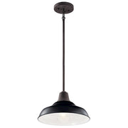 Kichler Pier 12in 1-Light Convertible Pendant | Industrial Black Aluminum | Outdoor Kitchen & Covered Patio | 12.5 x 12.5 x 11 in | Model 49992BK
