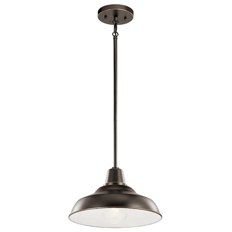 Kichler Pier 12in 1-Light Convertible Pendant | Industrial Olde Bronze Aluminum | Outdoor Covered Patio & Entryway | 12.5 x 11 in | Model 49992OZ