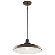 Kichler Pier 16in 1-Light Convertible Pendant | Industrial Olde Bronze Aluminum | Covered Patio & Entryway | 16 x 16 x 11 in | Model 49993OZ