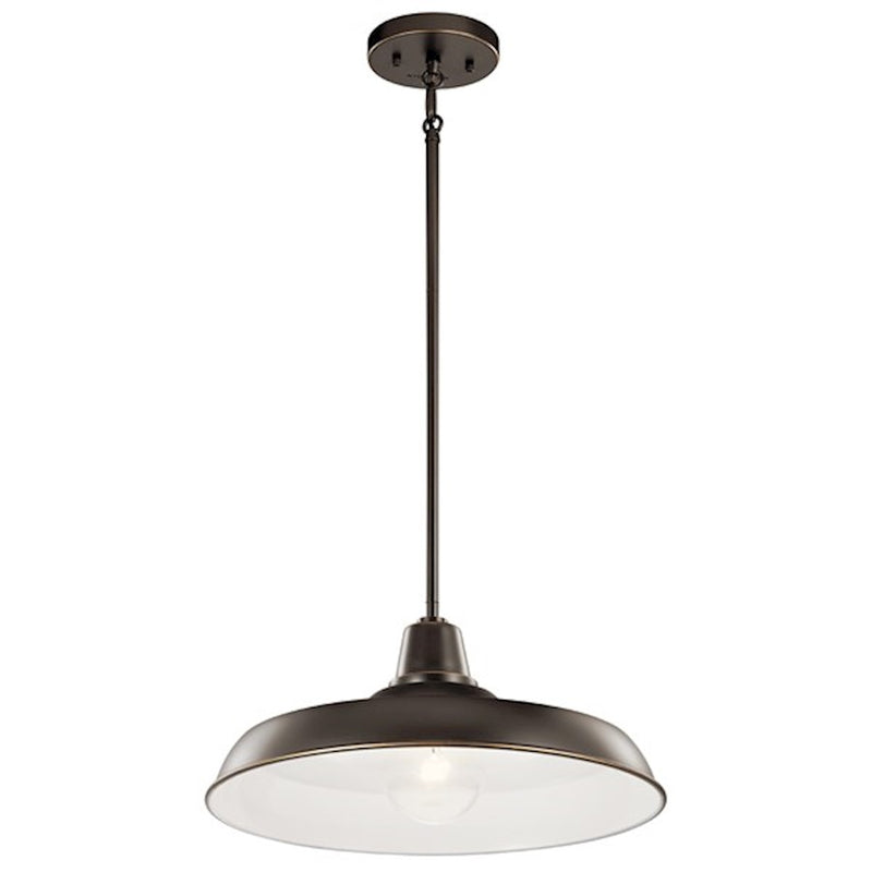 Kichler Pier 16in 1-Light Convertible Pendant | Industrial Olde Bronze Aluminum | Covered Patio & Entryway | 16 x 16 x 11 in | Model 49993OZ