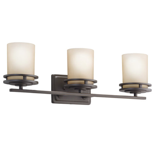 Kichler Hendrik 24in 3-Light Vanity Light | Olde Bronze and Light Opal Glass | Bathroom & Hallway | 24 x 8 x 6.5 in | Model 5078OZ