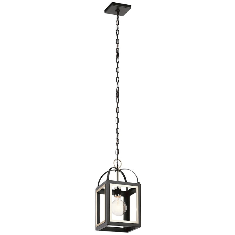 Kichler Vath 8in 1-Light Pendant | Transitional White and Natural Brass Steel | Living Room & Dining Room | 8 x 16.25 in | Model 52030WHNBR