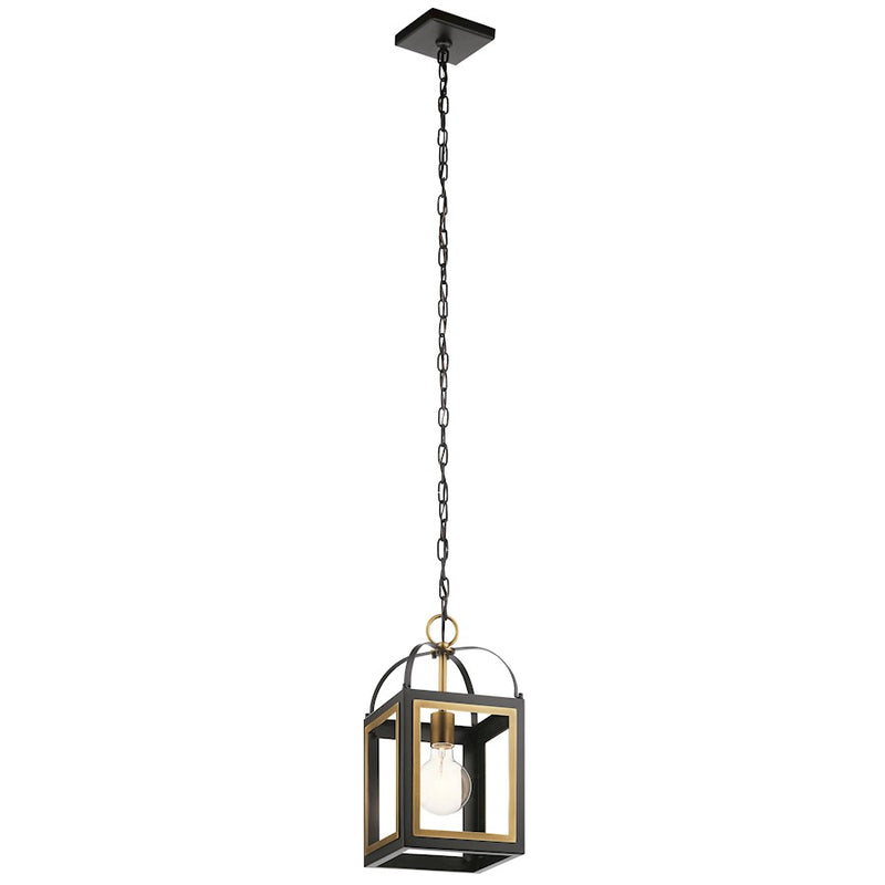 Kichler Vath 8in 1-Light Pendant | Transitional White and Natural Brass Steel | Living Room & Dining Room | 8 x 16.25 in | Model 52030WHNBR