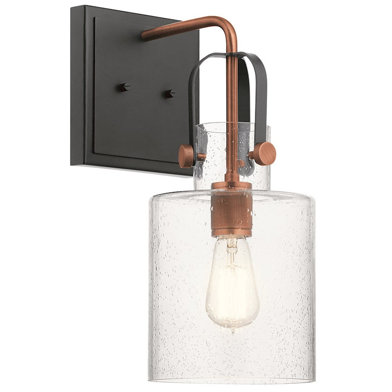 Kichler Kitner 16.5in 1-Light Wall Sconce | Industrial Polished Nickel Steel and Clear Glass | Kitchen, Bath & Living Room Accent | Model 52036PN