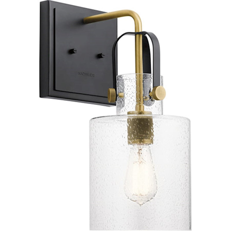 Kichler Kitner 16.5in 1-Light Wall Sconce | Industrial Polished Nickel Steel and Clear Glass | Kitchen, Bath & Living Room Accent | Model 52036PN