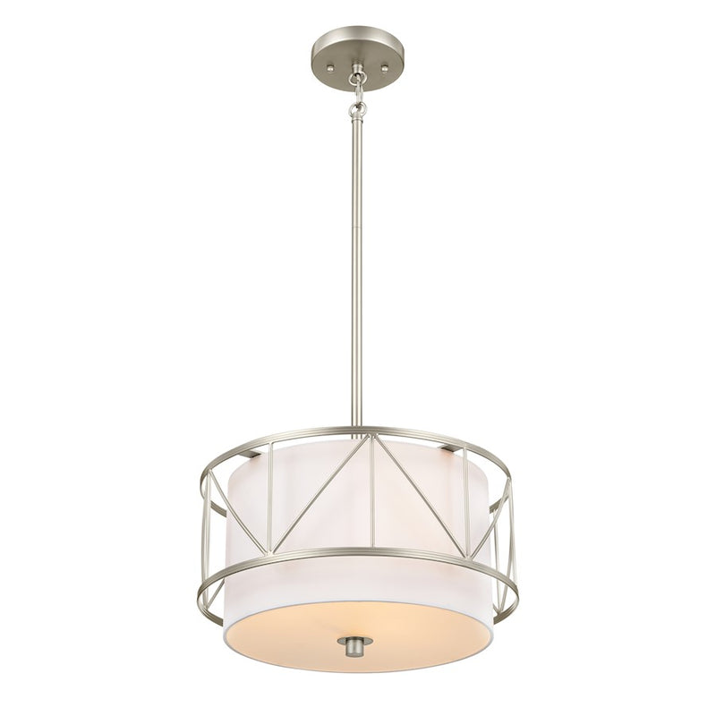 Kichler Birkleigh 10in 3-Light Pendant | Satin Nickel Steel and Black/Classic Gold Accents | Kitchen Island & Dining Room | 10in H | Model 52075SN