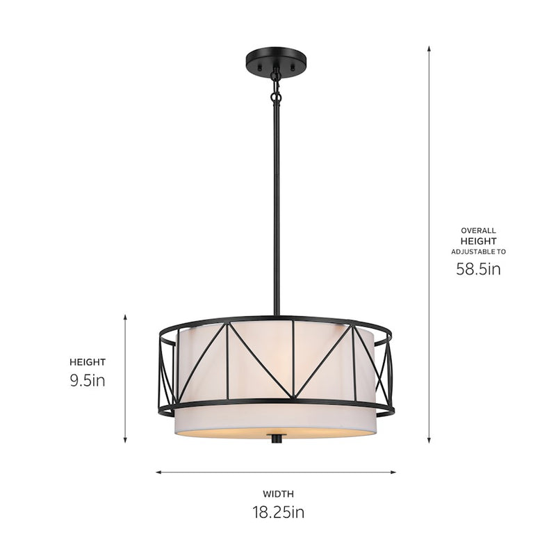 Kichler Birkleigh 10in 3-Light Pendant | Satin Nickel Steel and Black/Classic Gold Accents | Kitchen Island & Dining Room | 10in H | Model 52075SN