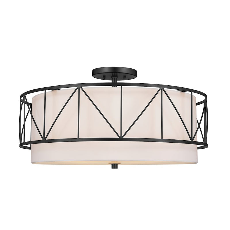 Kichler Birkleigh 13in 4-Light Semi Flush Mount | Traditional Satin Nickel Steel | Bedroom & Hallway | 13 in H, 75W Incandescent | Model 52076SN