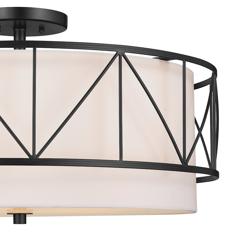 Kichler Birkleigh 13in 4-Light Semi Flush Mount | Traditional Satin Nickel Steel | Bedroom & Hallway | 13 in H, 75W Incandescent | Model 52076SN