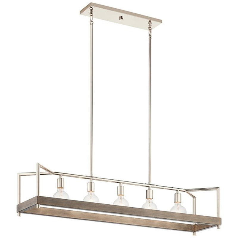 Kichler Tanis 48in 5-Light Linear Chandelier | Auburn Stained Steel | Kitchen Island & Dining Room | 48 x 11 x 12 in | Model 52091AUB
