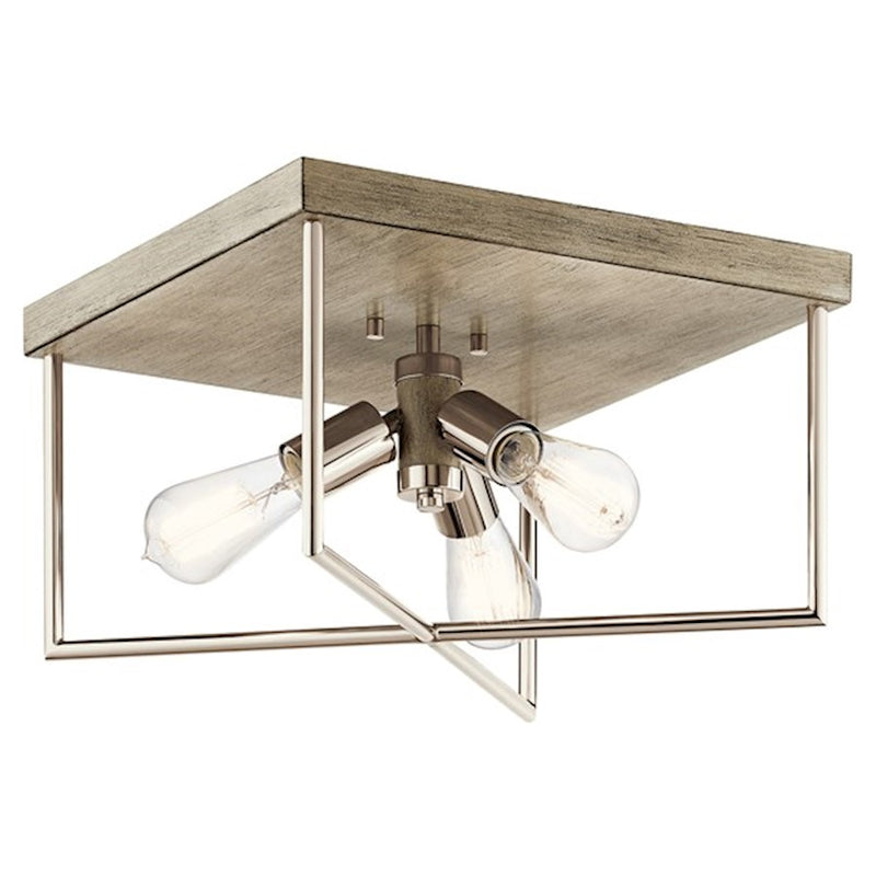 Kichler Tanis 14in 3-Light Flush Mount | Rustic Auburn Stained Steel | Hallway & Bedroom Ceiling Light | 14 x 14 x 8.5 in | Model 52094AUB