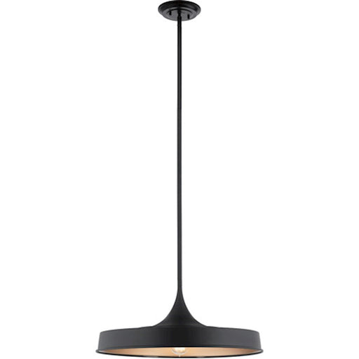 Kichler Elias 22in 1-Light Convertible Pendant | Industrial Black Steel with Gold Interior | Kitchen Island & Dining Room | Model 52096BK