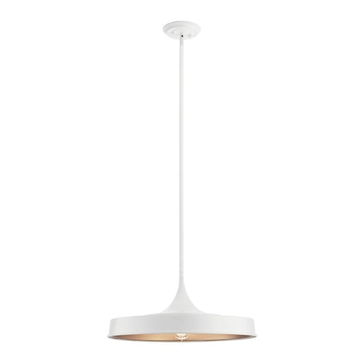 Kichler Elias 22in 1-Light Convertible Pendant | Mid-Century White Steel and Gold Interior | Kitchen Island & Dining Room | Model 52096WH