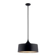 Kichler Elias 15.25in 1-Light Pendant | Mid-Century Modern Black Steel | Kitchen Island & Dining Room | 22 x 15.25 in | Model 52097BK