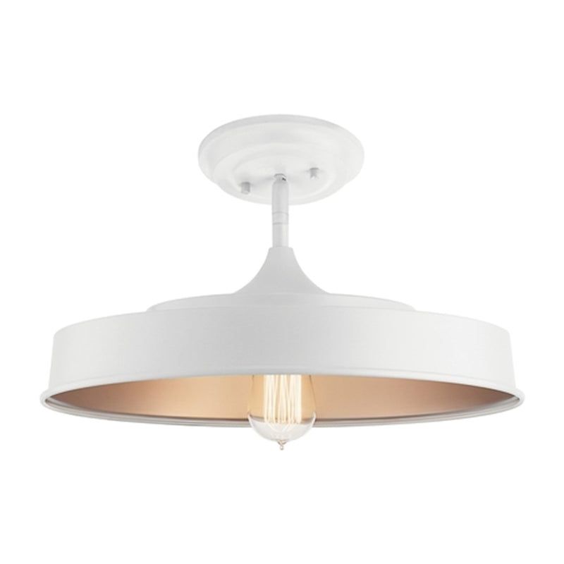Kichler Elias 16in 1-Light Semi-Flush Mount | Black Steel with Gold Interior | Mid-Century Modern Entry & Hallway | Dry Location | Model 52098BK