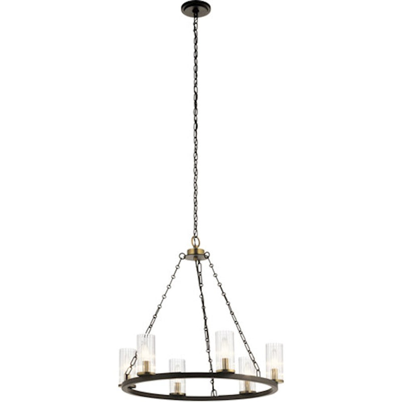 Kichler Mathias Chandelier, Ribbed Glass, Olde Bronze