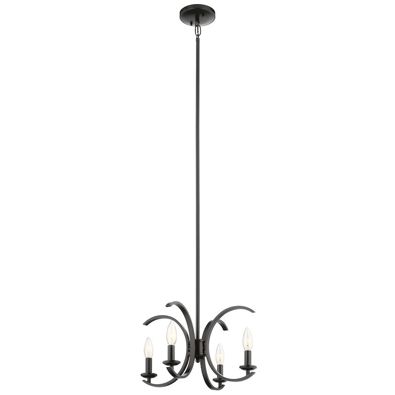 Kichler Cassadee 16in 4-Light Convertible Pendant/Semi Flush | Chrome Steel | Kitchen Island & Dining Room | 16 x 16 x 12.5 in | Model 52119CH