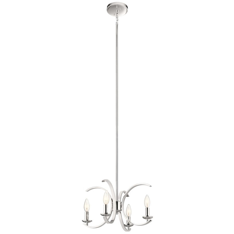 Kichler Cassadee 16in 4-Light Convertible Pendant/Semi Flush | Chrome Steel | Kitchen Island & Dining Room | 16 x 16 x 12.5 in | Model 52119CH