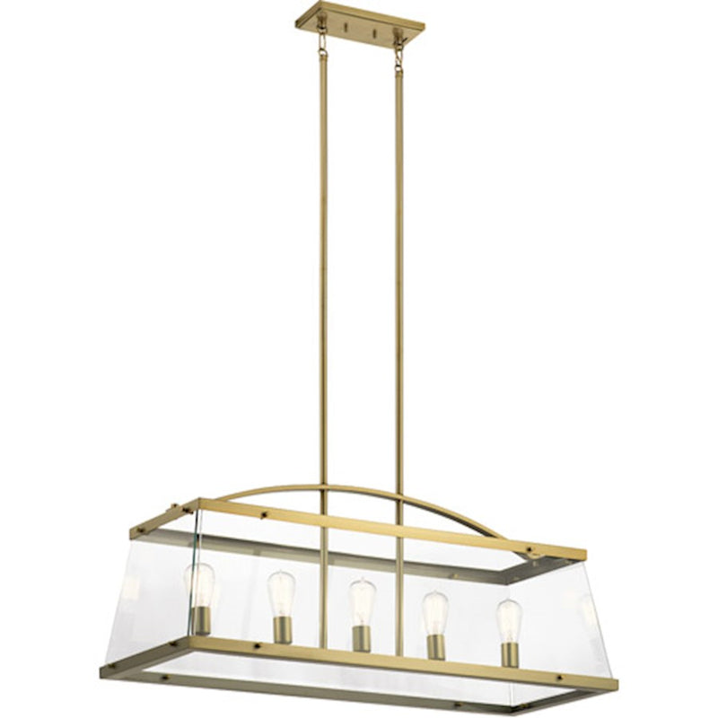 Kichler Darton 41in 5-Light Linear Chandelier | Classic Pewter Steel and Clear Glass | Kitchen Island & Dining Room | 41 x 16 x 21 in | Model 52123CLP